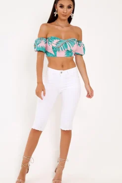 Rebellious Fashion White Denim Cropped Distressed Shorts - Karcyn