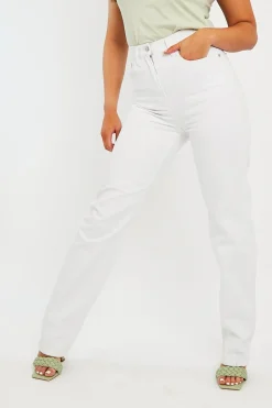 Rebellious Fashion White Denim Extra Long Straight Leg Jeans - Blaise