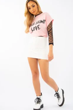 Rebellious Fashion White Denim Mini Skirt - Lynzi