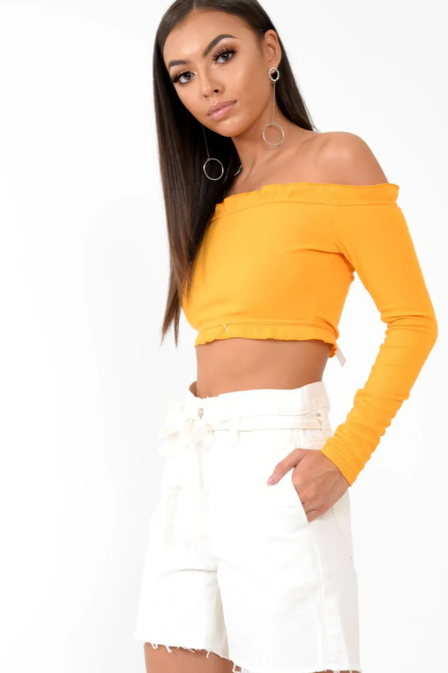 Rebellious Fashion White Denim Paper Bag Shorts - Betti