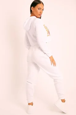 Rebellious Fashion White Elasticated Tie Waist Joggers - Kamella