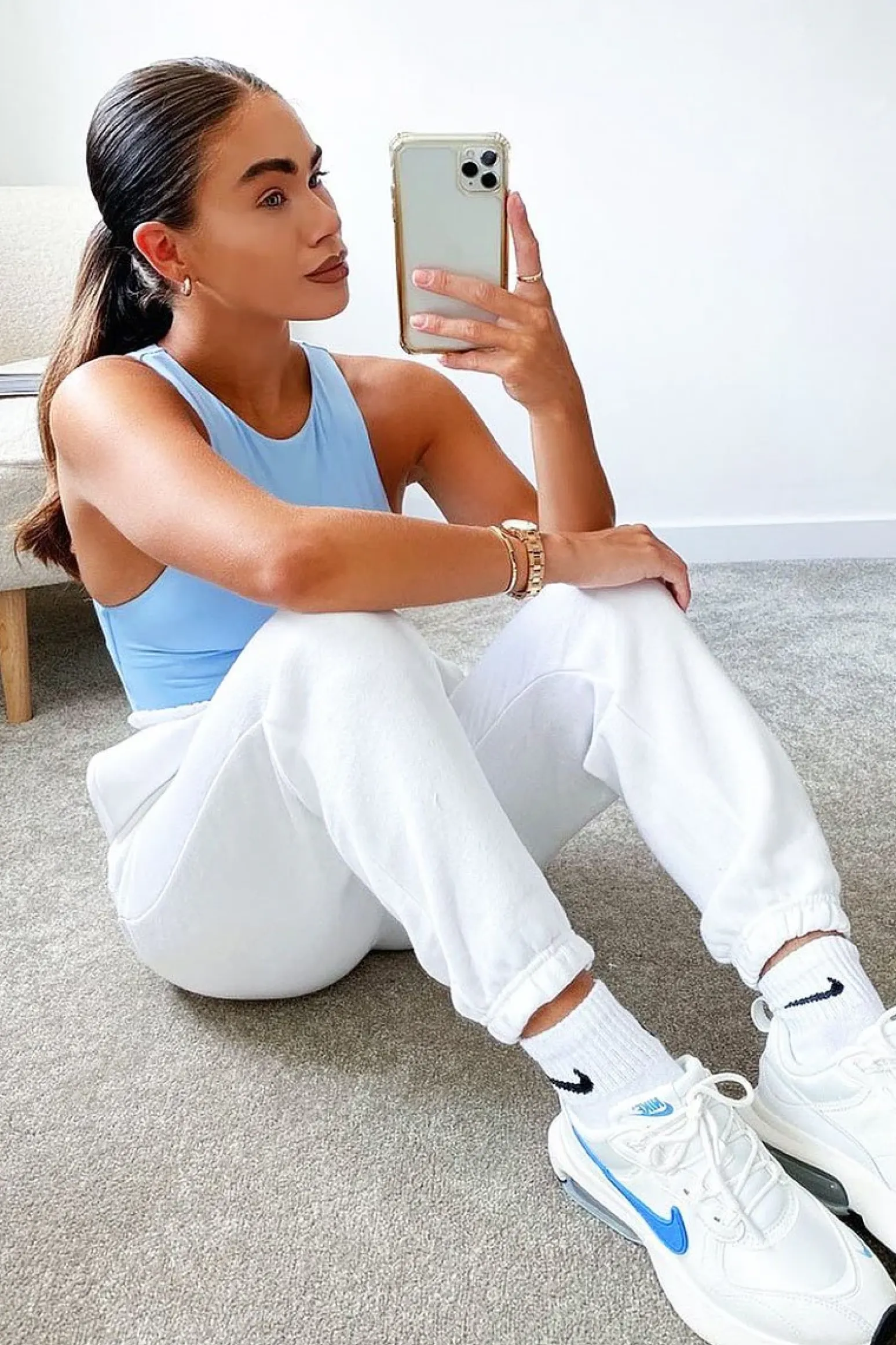 Rebellious Fashion White Elasticated Tie Waist Joggers - Kamella