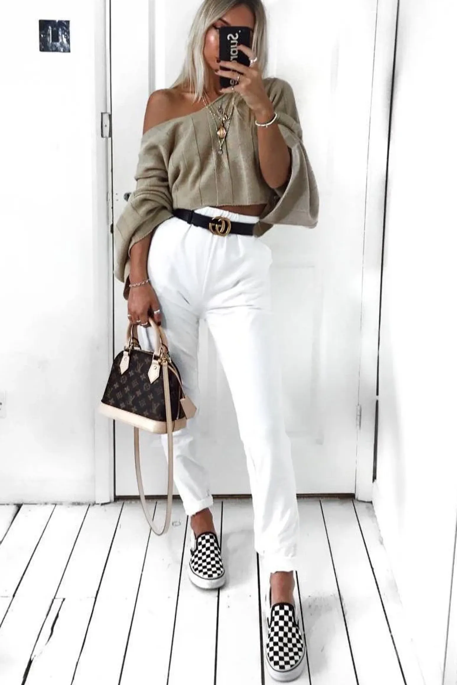 Rebellious Fashion White Elasticated Waist Joggers - Trina