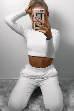 Rebellious Fashion White Elasticated Waist Joggers - Trina