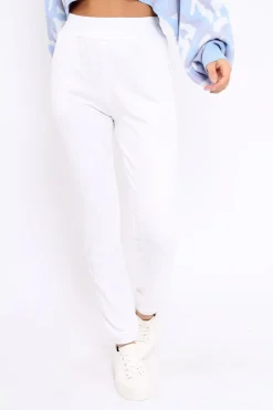 Rebellious Fashion White Elasticated Waist Joggers - Trina