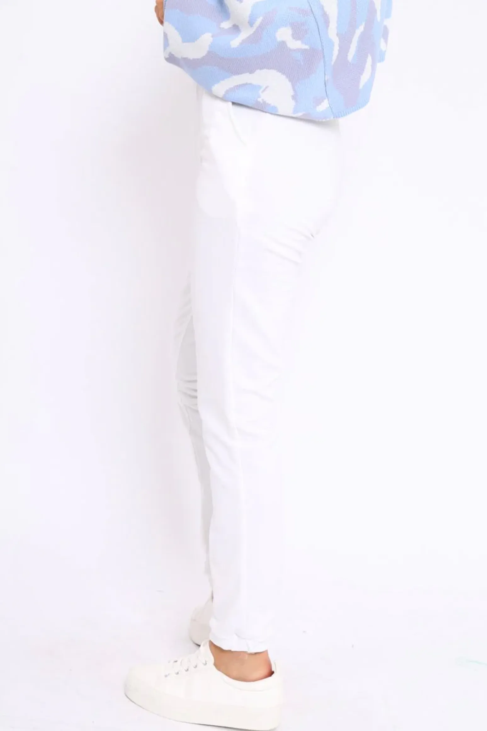 Rebellious Fashion White Elasticated Waist Joggers - Trina