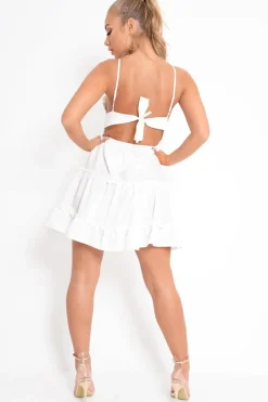 Rebellious Fashion White Embroidered Babydoll Skater Dress - Giavonna