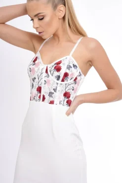 Rebellious Fashion White Embroidered Bodice Mini Dress - Dionne