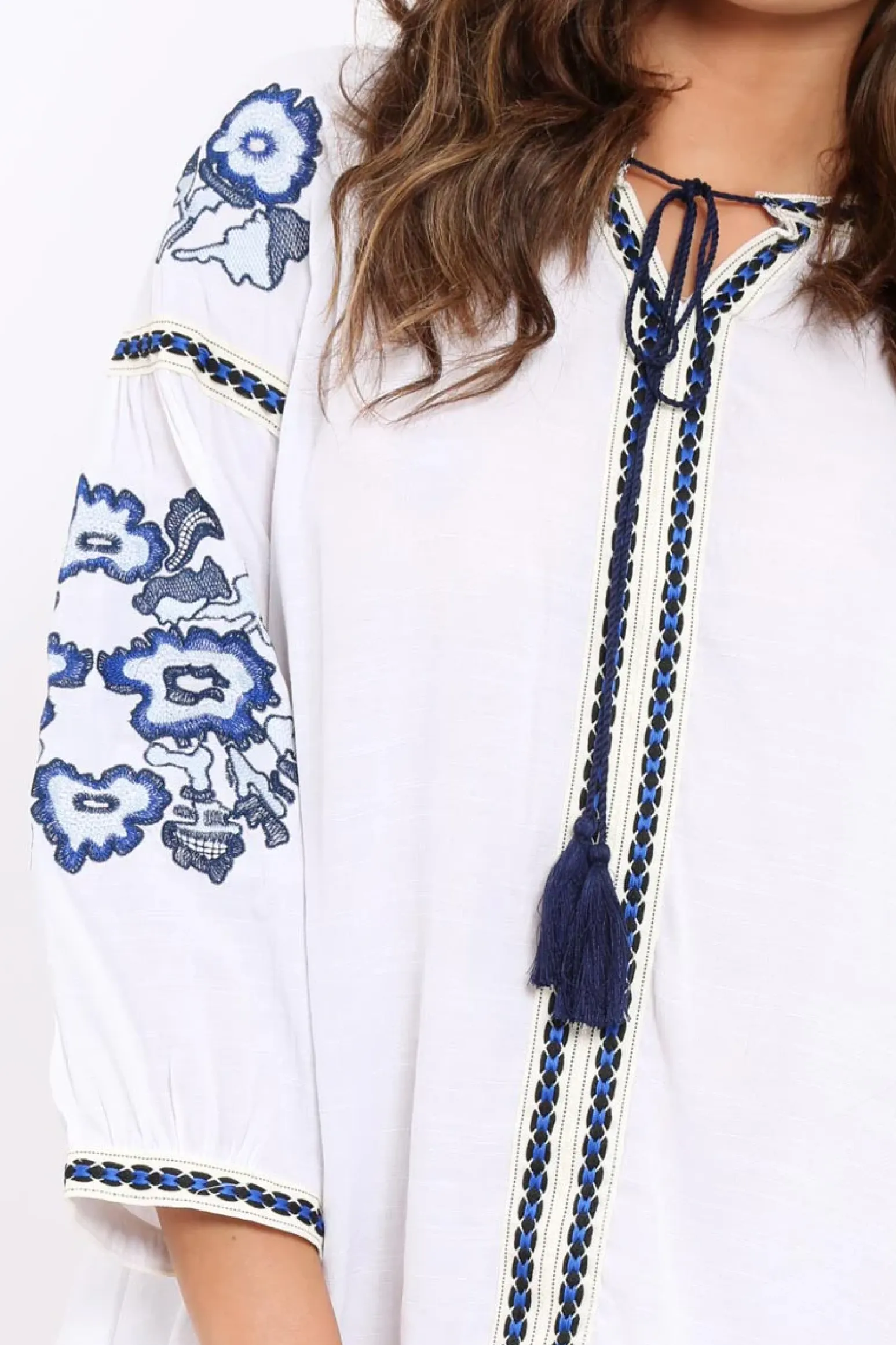 Rebellious Fashion White Embroidered Shirt Dress - Nikki