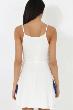 Rebellious Fashion White Embroidered Tassel Dress - Anastasia