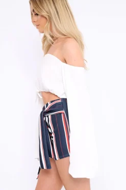 Rebellious Fashion White Extreme Flared Sleeved Crop Top - Dalis