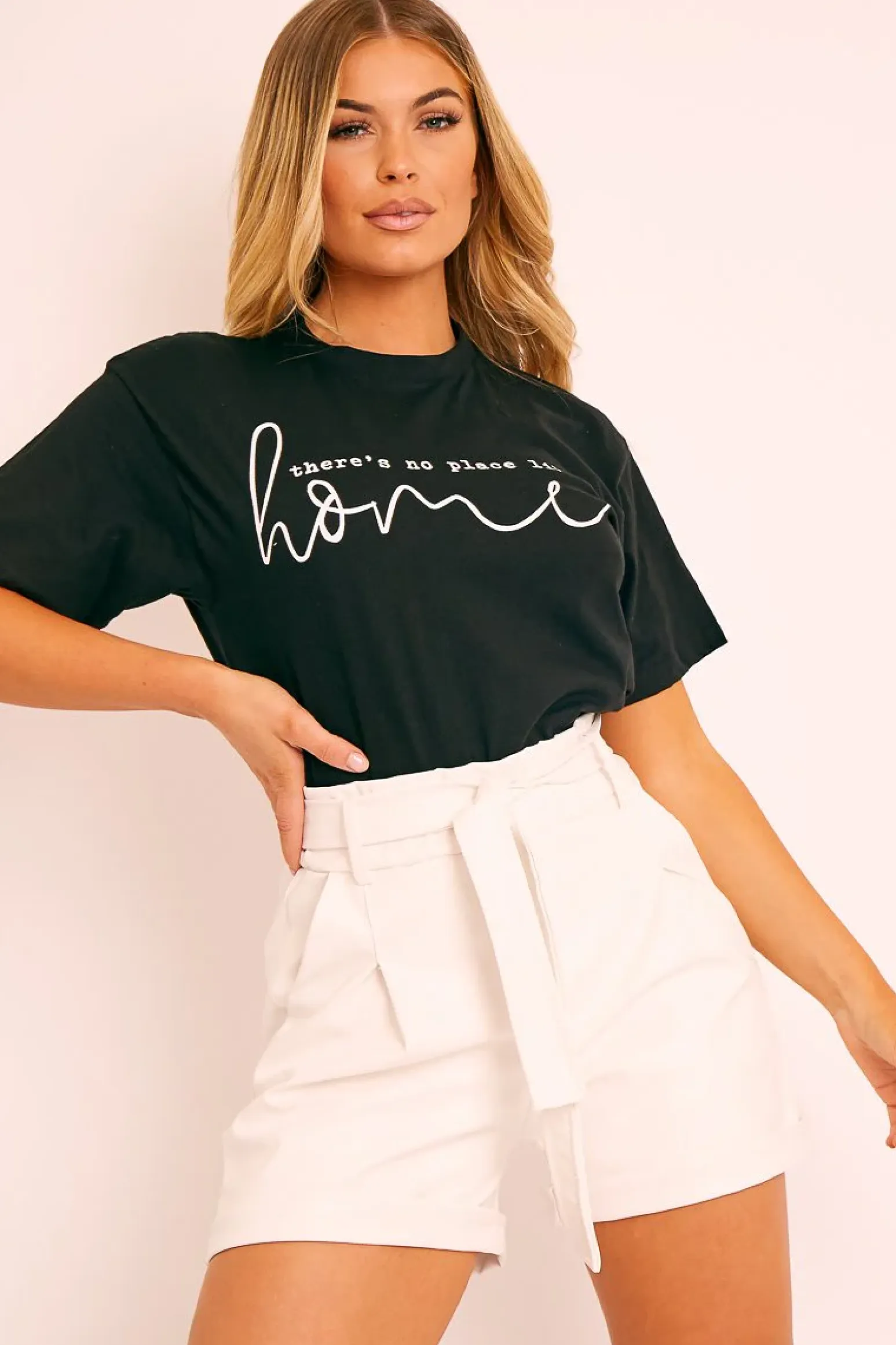 Rebellious Fashion White Faux Leather Belted Shorts - Riyanna