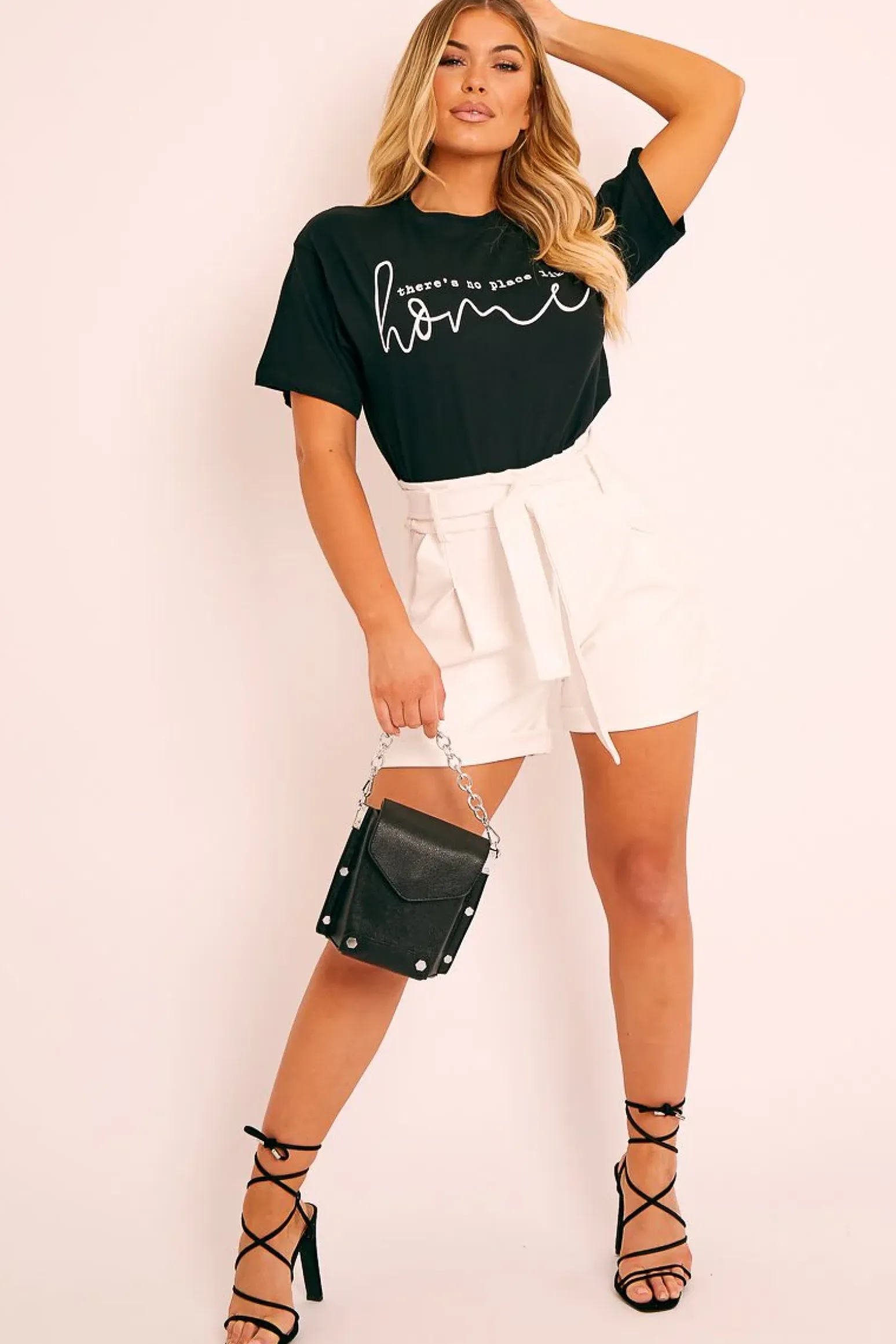 Rebellious Fashion White Faux Leather Belted Shorts - Riyanna