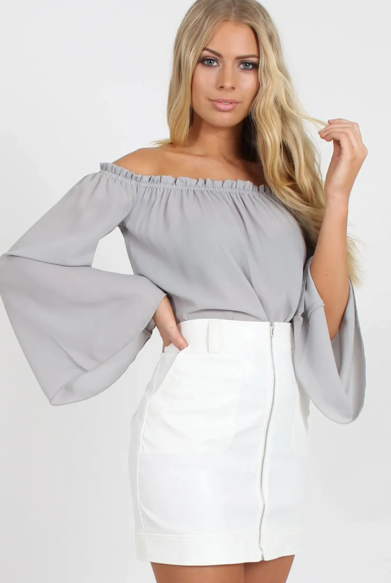 Rebellious Fashion White Faux Leather Mini Skirt - Paige