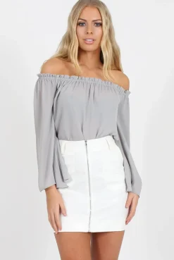 Rebellious Fashion White Faux Leather Mini Skirt - Paige