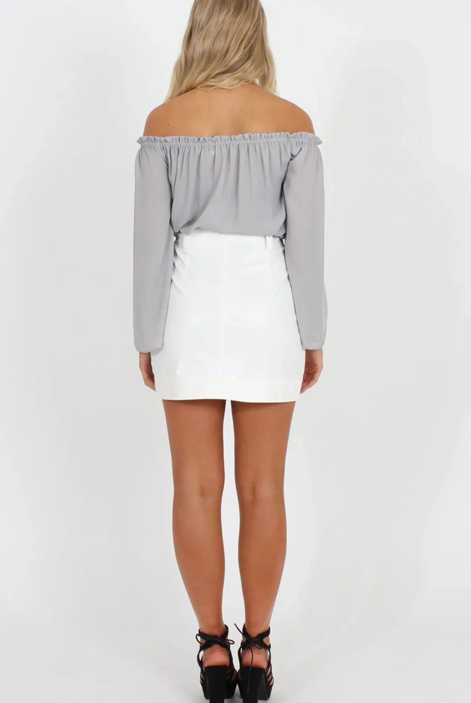 Rebellious Fashion White Faux Leather Mini Skirt - Paige