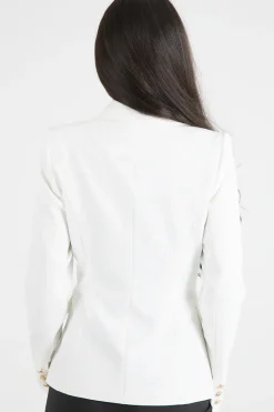 Rebellious Fashion White Fitted Gold Button Blazer - Mei