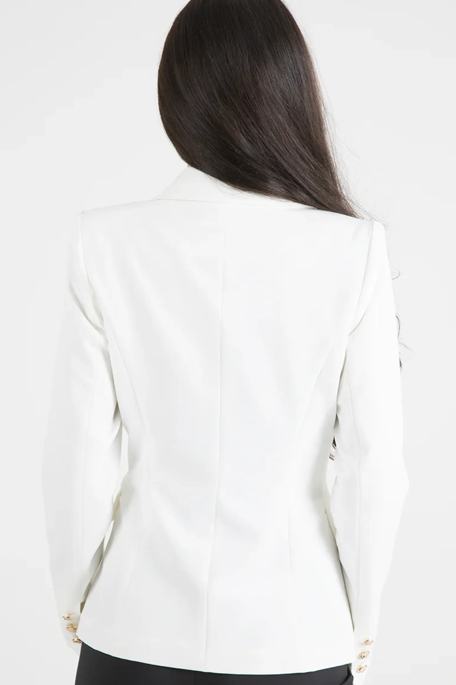 Rebellious Fashion White Fitted Gold Button Blazer - Mei
