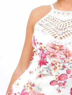 Rebellious Fashion White Floal Crochet Dress - Cilla