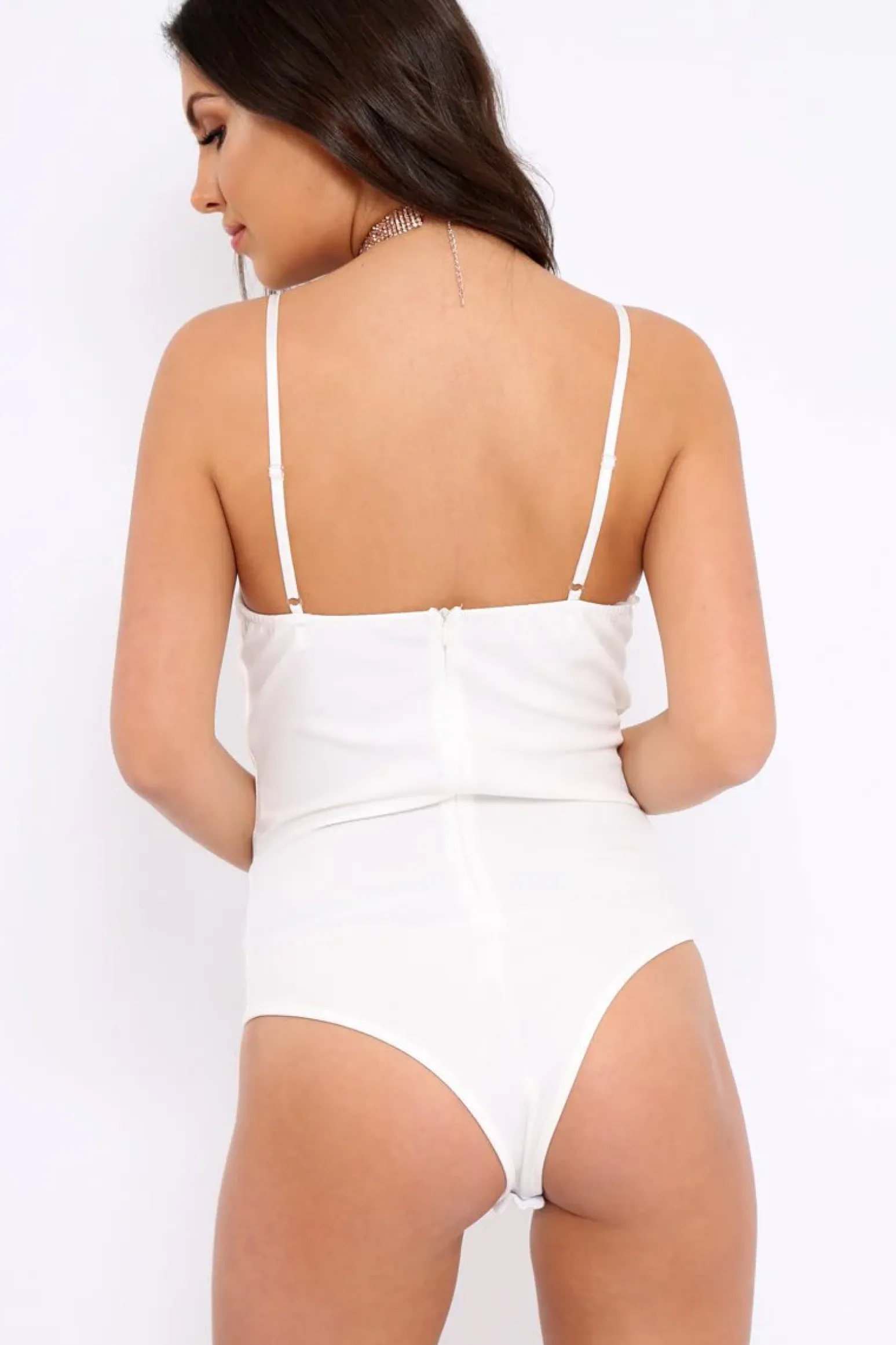 Rebellious Fashion White Floral Cut Out Bodysuit - Tracy