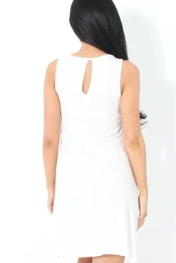 Rebellious Fashion White Floral Detail Dress - Shakira