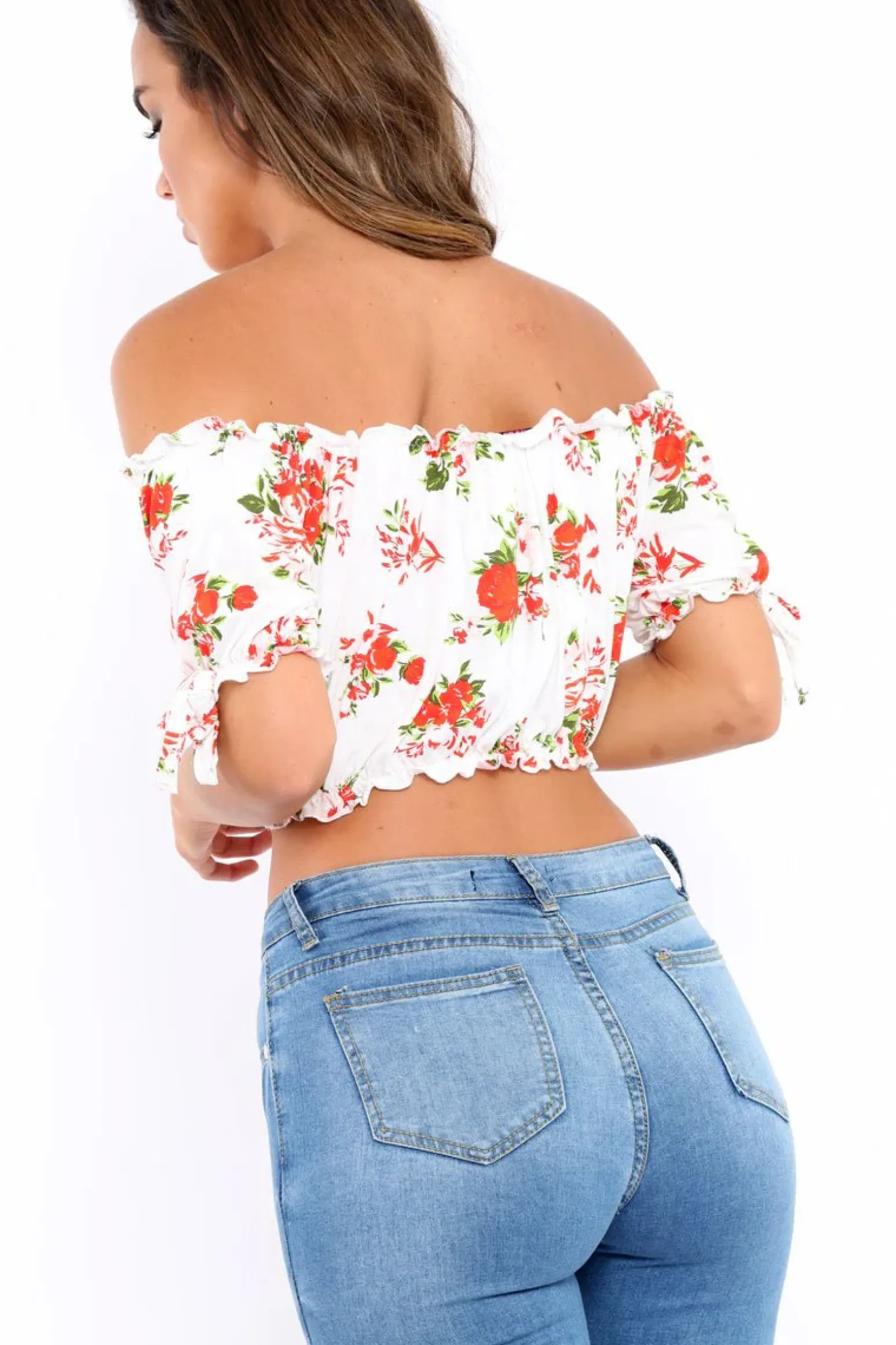 Rebellious Fashion White Floral Frill Gypsy Top - Maysia