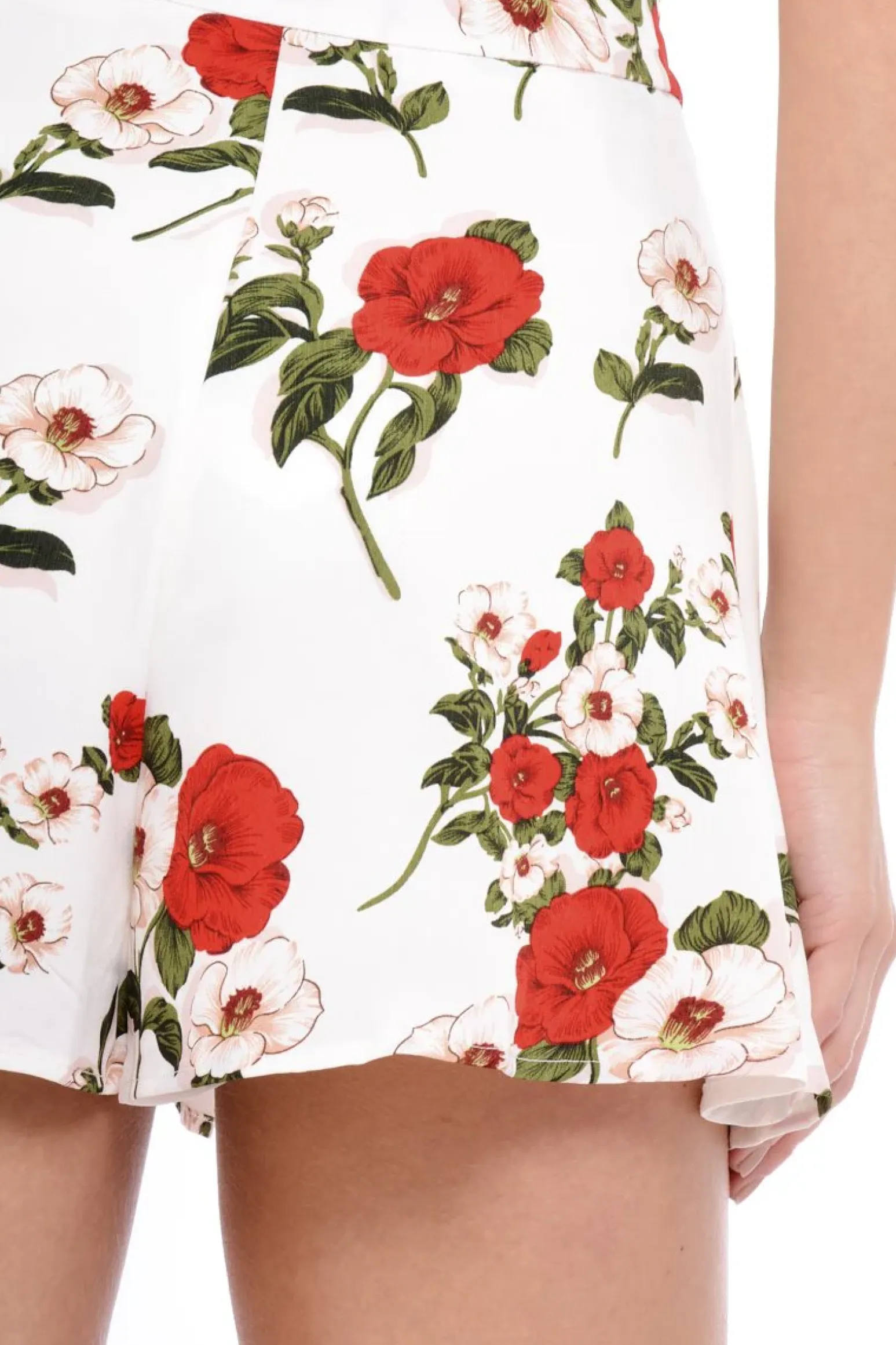 Rebellious Fashion White Floral High Waisted Shorts - Kamisha