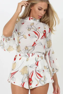 Rebellious Fashion White Floral High Waisted Shorts - Trixie