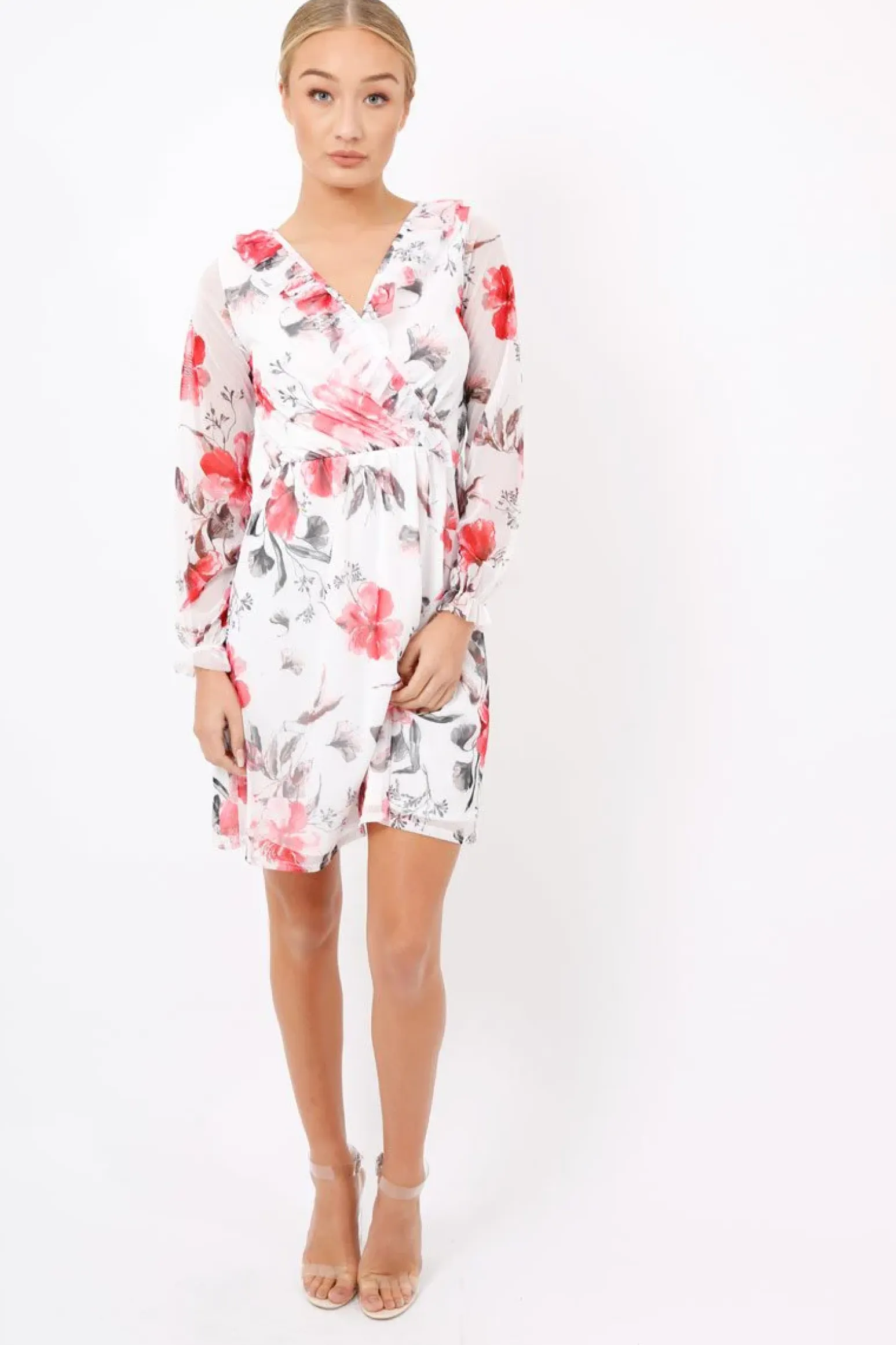 Rebellious Fashion White Floral Lace Frill Dress - Fluer