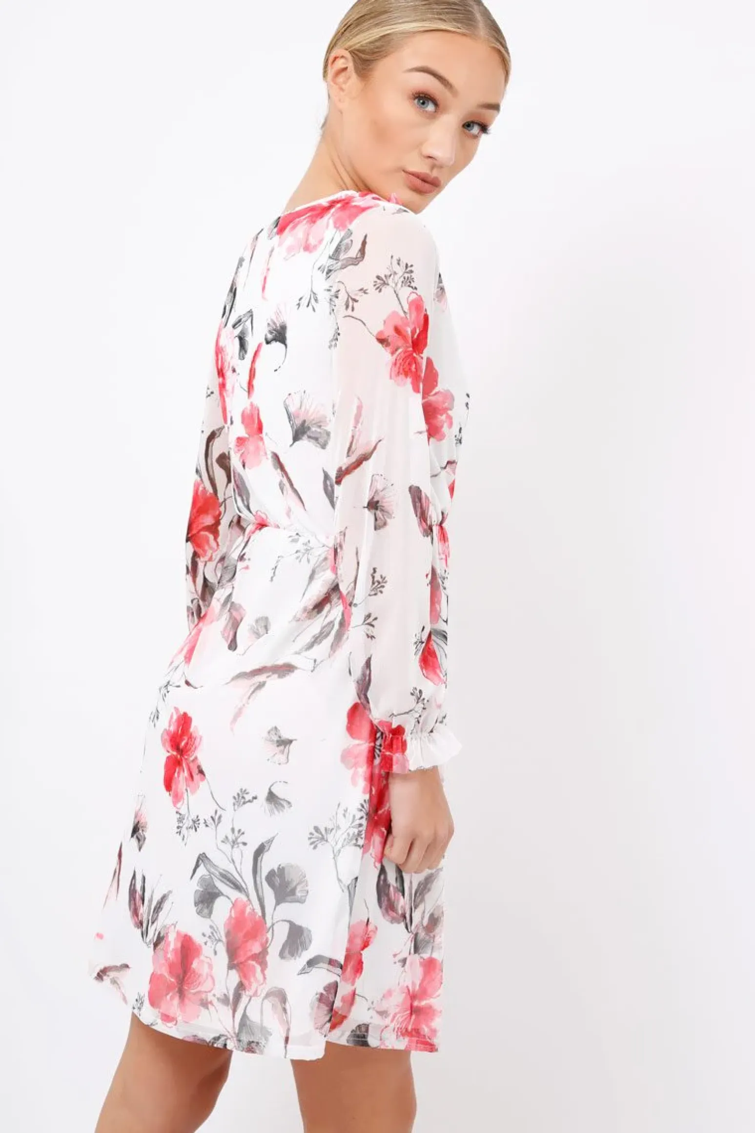 Rebellious Fashion White Floral Lace Frill Dress - Fluer