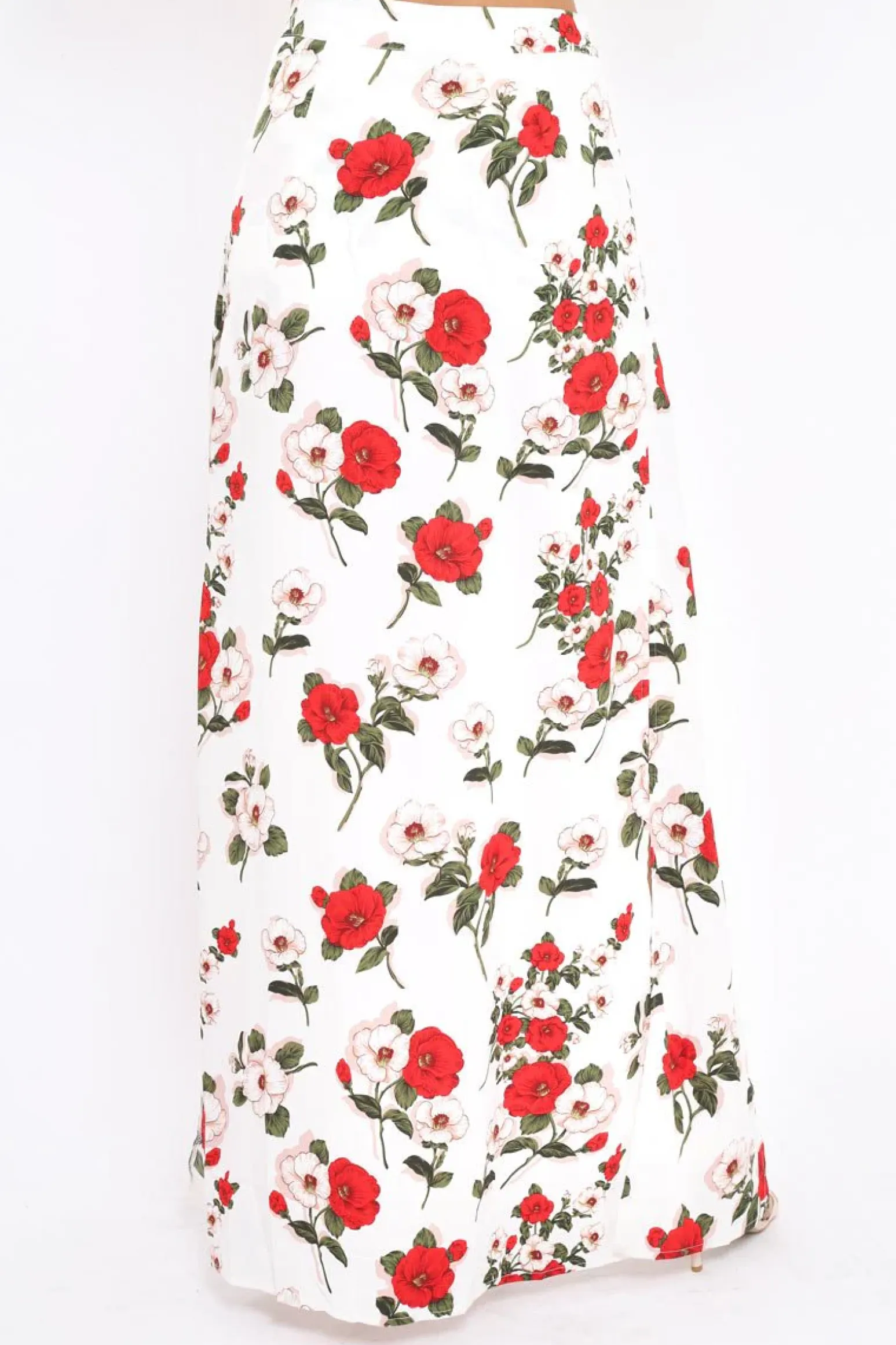Rebellious Fashion White Floral Print Split Maxi Skirt With Shorts - Kandi