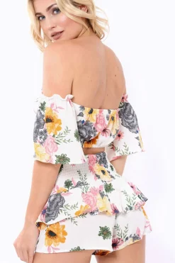 Rebellious Fashion White Floral Shorts - Adana