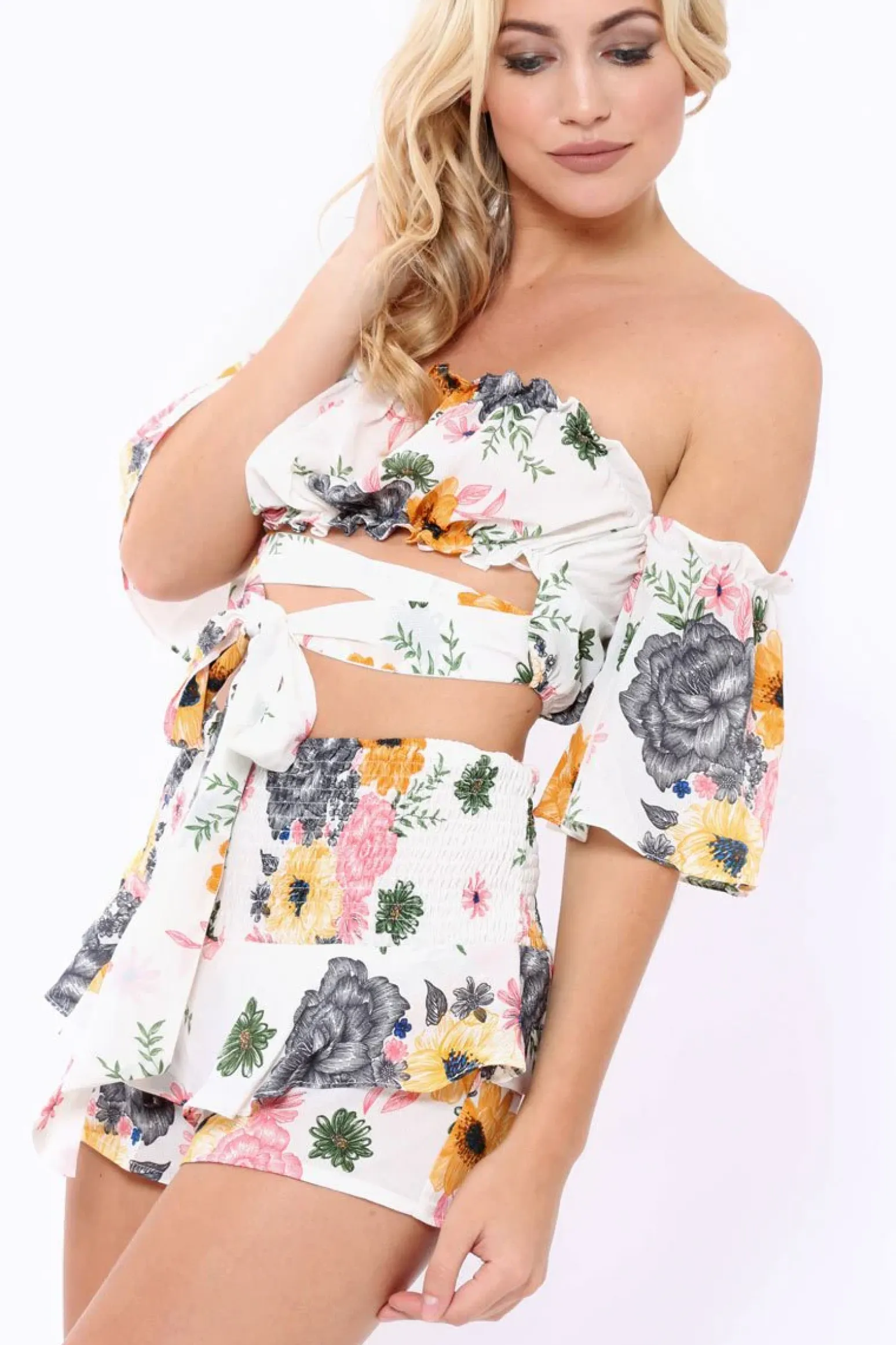Rebellious Fashion White Floral Top - Adana