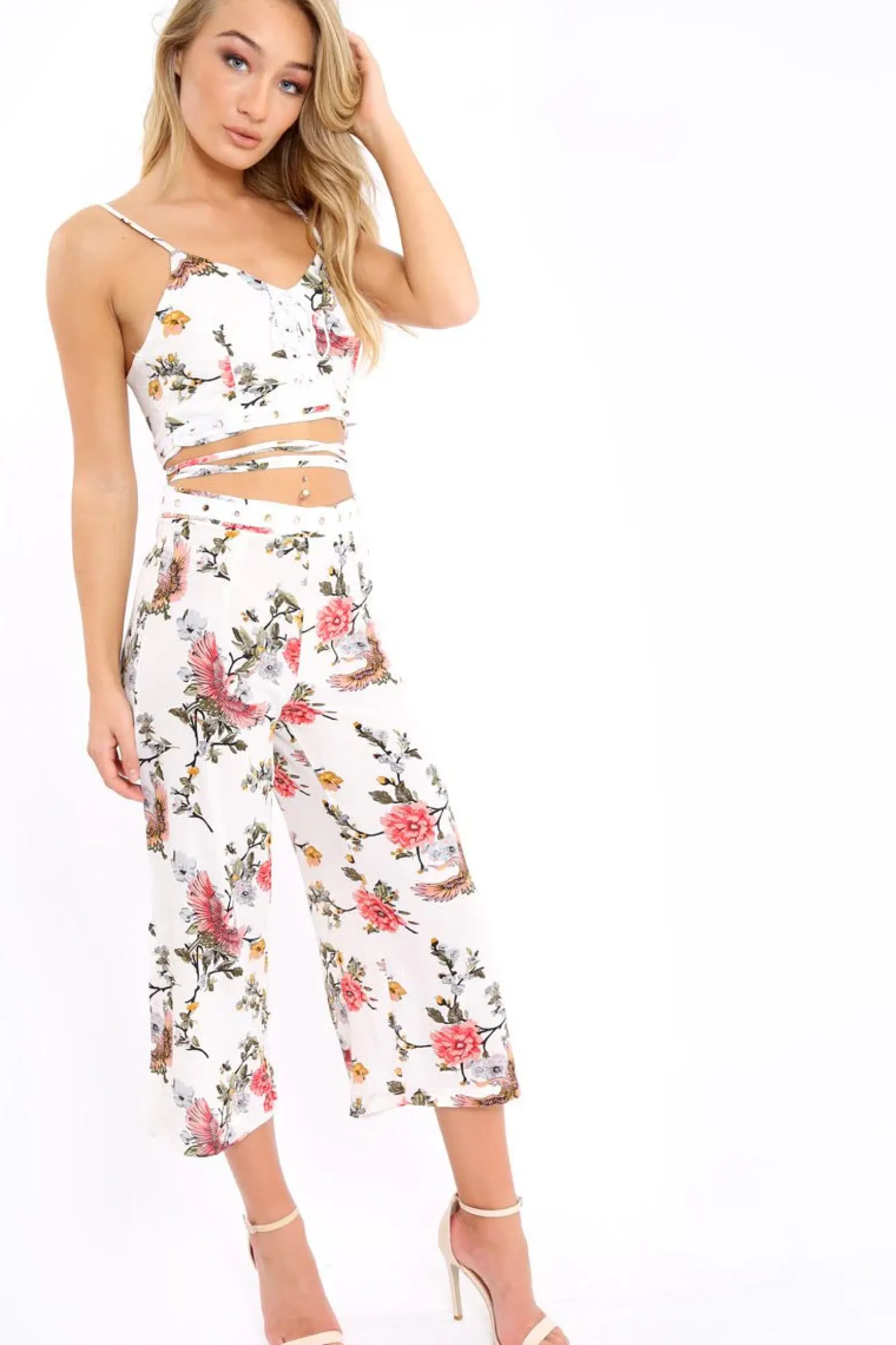 Rebellious Fashion White Floral Top - Destini