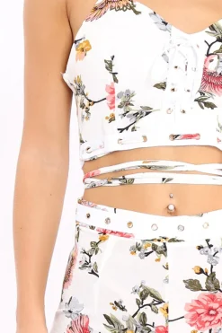 Rebellious Fashion White Floral Top - Destini