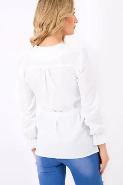 Rebellious Fashion White Frill Lace Up Shirt - Alayah