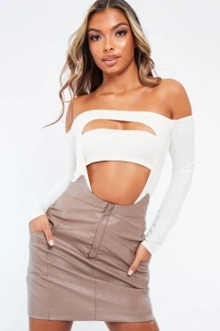 Rebellious Fashion White Front Cut out Bodysuit - Kripa