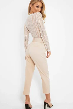 Rebellious Fashion White Gold Sequin Plunge Bodysuit - Dreah