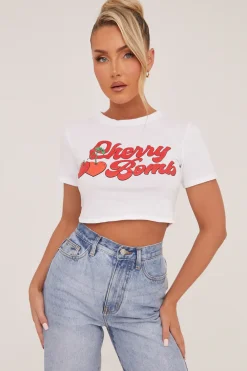 Rebellious Fashion White Graphic Print Cropped T-shirt - Jayden