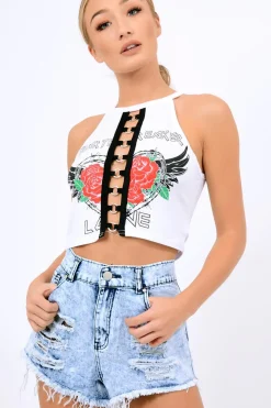 Rebellious Fashion White Heart Breaker Crop Top - Pheonix