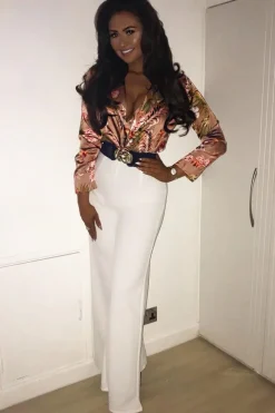 Rebellious Fashion White High Waisted Flare Trousers - Kym