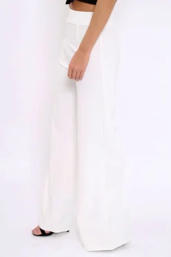 Rebellious Fashion White High Waisted Flare Trousers - Kym