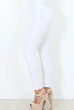 Rebellious Fashion White High Waisted Jeans - Tia