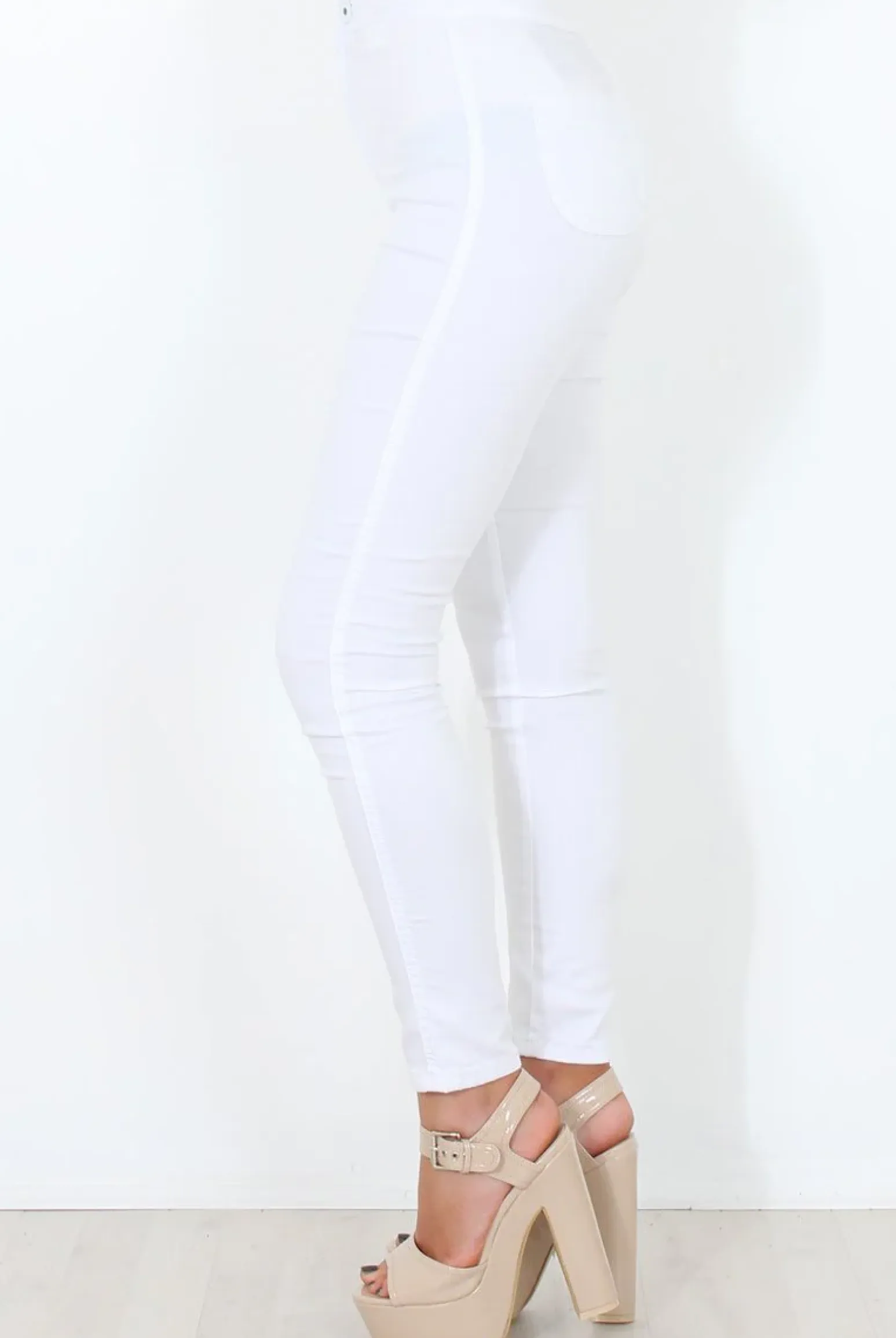 Rebellious Fashion White High Waisted Jeans - Tia