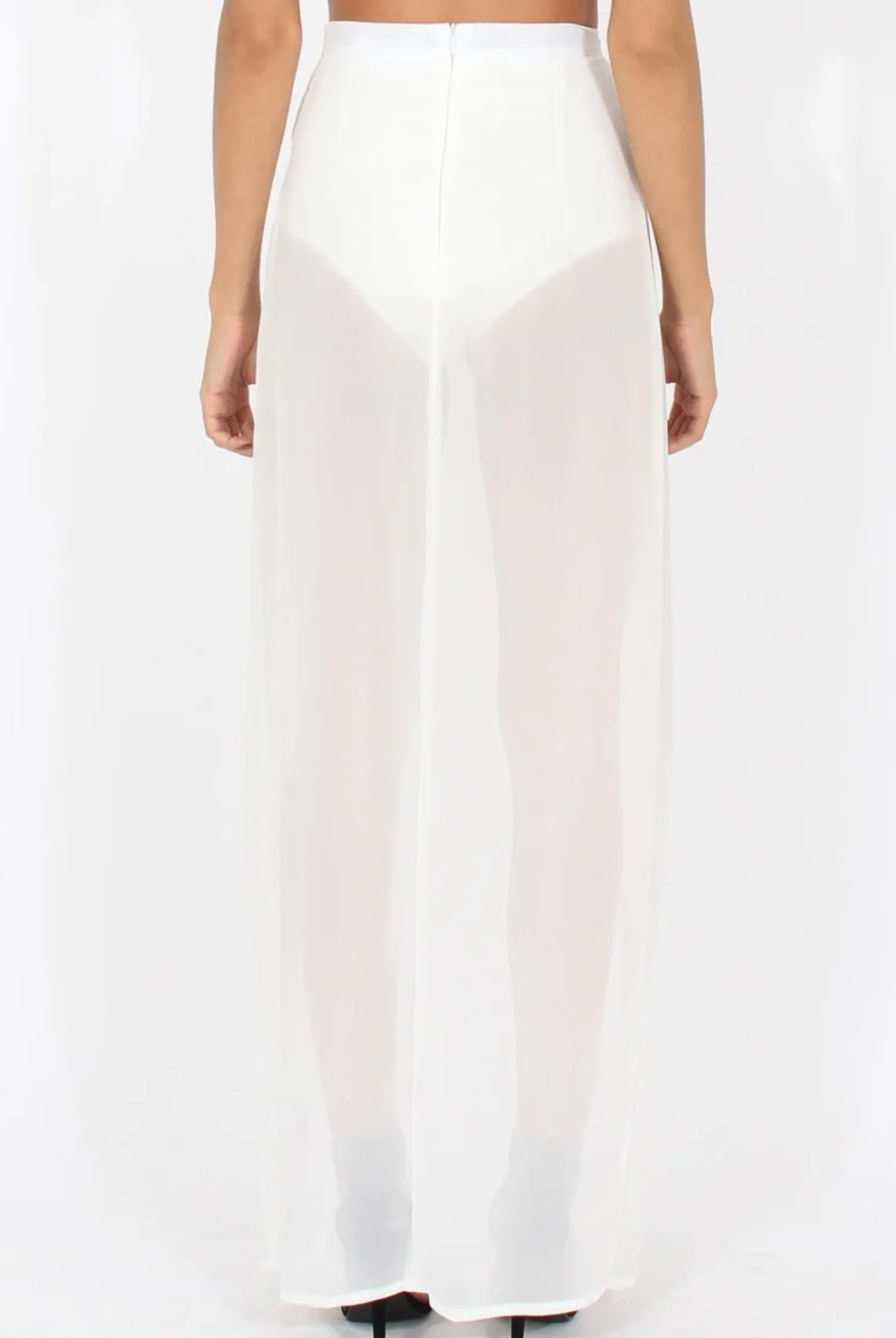 Rebellious Fashion White High Waisted Sheer Maxi Skirt - Ivy