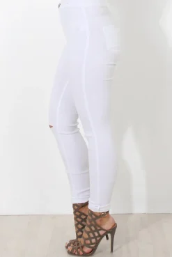Rebellious Fashion White High Waisted Super Skinny Jeans -Olivia