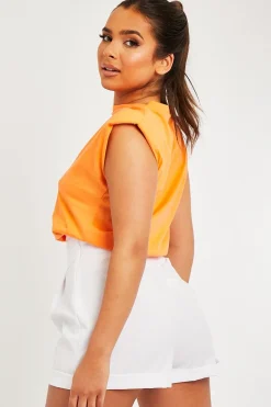 Rebellious Fashion White High Waisted Tailored Shorts - Emile