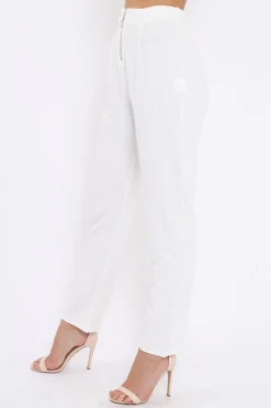 Rebellious Fashion White High Waisted Trousers - Zeenia