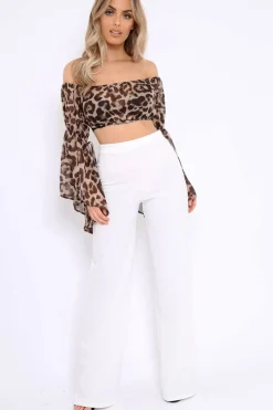 Rebellious Fashion White High Waisted Wide Leg Trousers - Maise