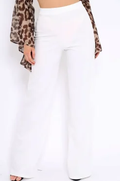 Rebellious Fashion White High Waisted Wide Leg Trousers - Maise